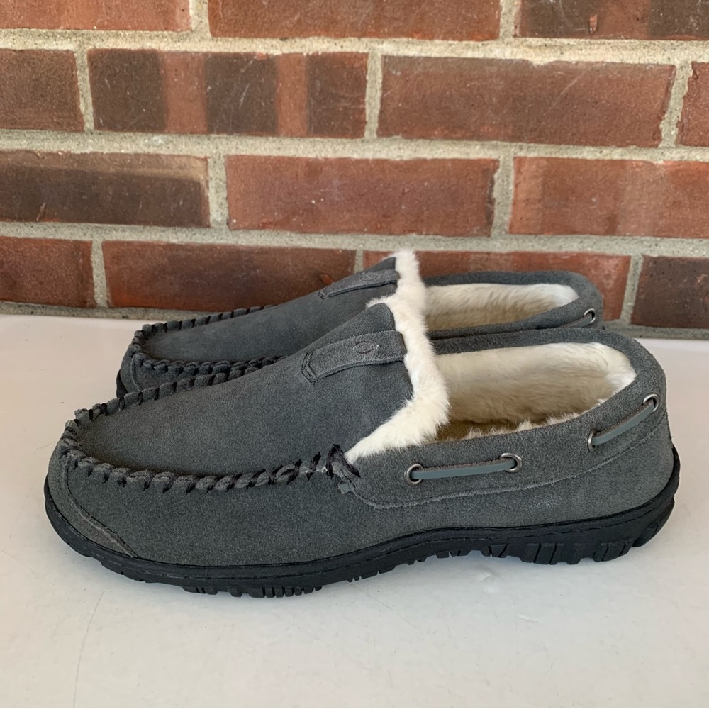 Clarks Mens Grey Suede Venetian Moccasin Slippers US 10 M MINT - Picture 5 of 9